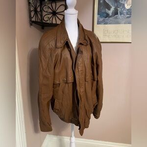 Carrington 90’s Vintage unisex Brown Leather Bomber Jacket